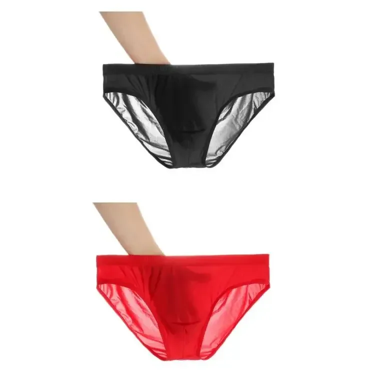 2 pçs ultra fino cuecas de seda gelo masculino plus size M-4XL cor sólida juventude translúcido cintura baixa respirável sexy calcinha masculina