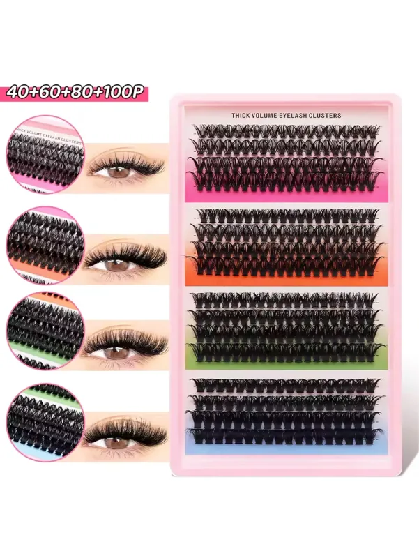 Cat Eye 16 rows Cluster Lashes 406080100P Mixed DIY Individual Eyelashes Thick Tray DIY Eyelash Extension Wispy Volume Eyelashes — image 8
