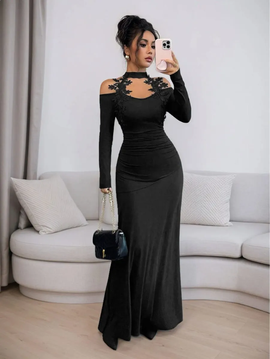 Fashion Dresses for Women Slim Long Sleeve Halter Women Dress Package Hip Long Dress Women Vestidos De Verano Mujer