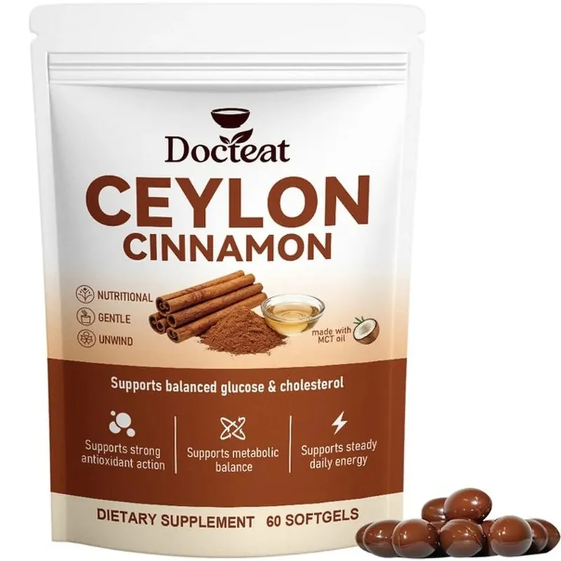 Ceylon Cinnamon Softgels dengan Vitamin B6 MCT Oil Menyokong Seimbang Glukosa dan Kolesterol Tenaga Imbangan Metabolik 60 Softgels