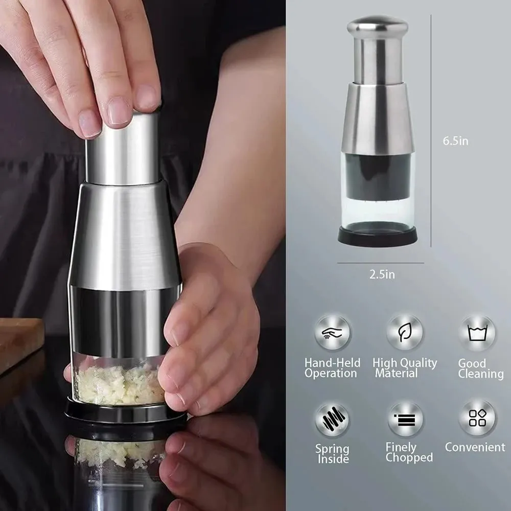 Manual Garlic Crusher Stainless Steel Garlic Crusher Garlic Masher Onion Ginger Garlic Household Kitchen Supplies Garlic Masher — image 2