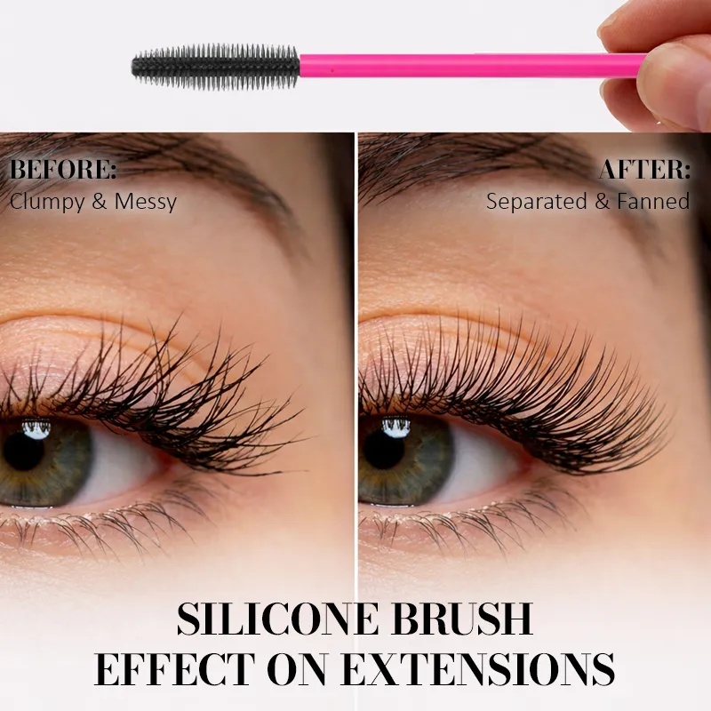Silikone øjenvippebørste Mascara tryllestave Applikator Øjenbrynskamstang Spoolies Øjenvipper Børster Vippeforlængelse Tilbehør Makeupværktøj