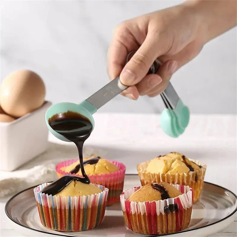 4/8PCS/Set Plastic Multi Purpose Measuring Cup Measuring Spoon Stainless Steel Handle With Graduated Measuring Baking Tools