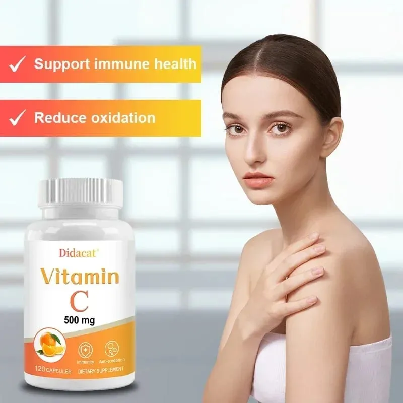 Vitamin C 500 mg 120 Capsules - High Absorption Antioxidant Supplement Immune System and Collagen Supplement Non-GMO