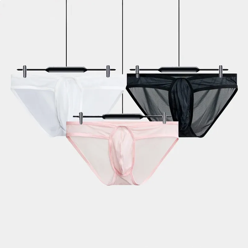 Men Bikini Briefs Man Underpantsr Slip Transparent Mesh Underwear Male Cuecas Men's Panties Ultra-thin Gays Sports Briefs
