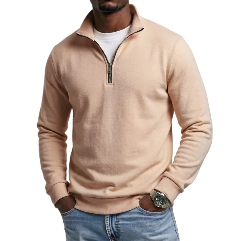 Outdoor Men Zipper Sweatshirts Spring Quarter Zip Pullover Half Zipper Hoodie for Men Gym Man Autumn Solid Men's Sweatshirt Coat — image 8