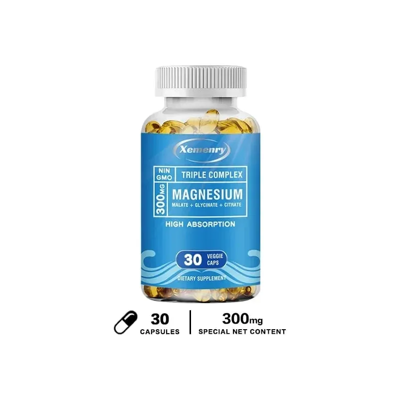 Supplément complexe triple magnésium - contient de l'acide malique et du citrate de magnésium glycine pour détendre les muscles et améliorer le sommeil