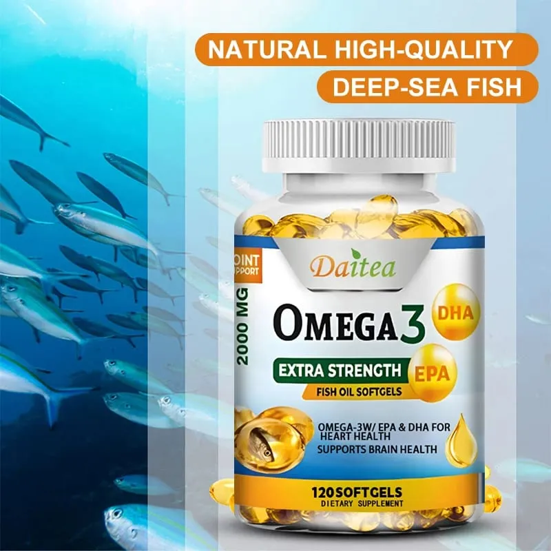 Omega 3 Fish Oil Supplement - 2000 Mg Pure EPA DHA Omega 3 Supplements Nerves and Joints for Women and Men 120 Capsules
