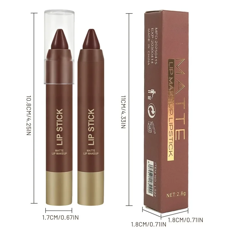 Matte Soft Mist Lip Liner Lipsticks 6 Colors Smooth and Pigmented Non-Stick Chocolate Lipsticks