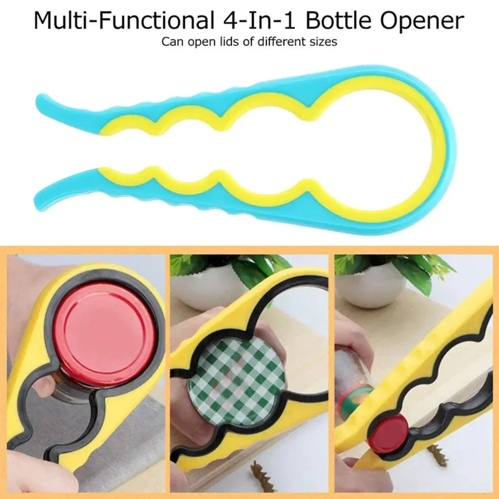 4-in-1 Universal Jar Opener Multifunction Handy Screw Cap Jar Openers Can Lid Opener Bottle Can Lid Grip Wrench Kitchen Gadgets