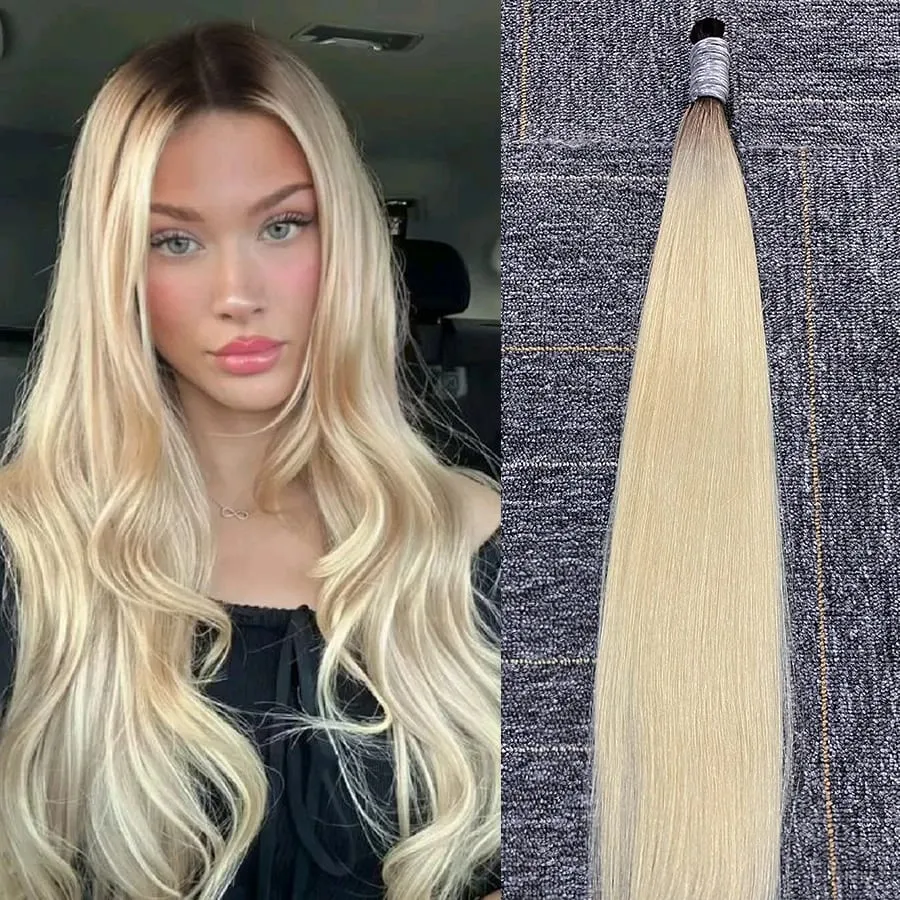 613 Striaght Human Hair No Weft 100% Virgin Bundles Highlight Original Bulk Extensions Russian Natural Unprocessed Blonde Braidi — image 19