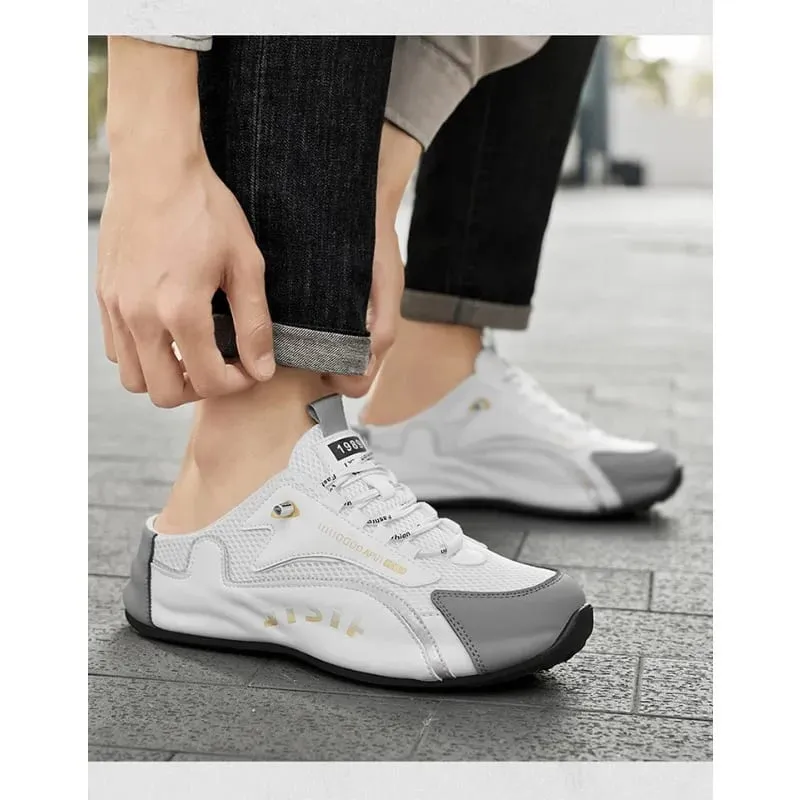 Men's Casual Closed Toe Half Slippers Summer Comfortable Breathable Soft Sole Sneakers Fashion Slip-on Men's Tennis Shoes 2026