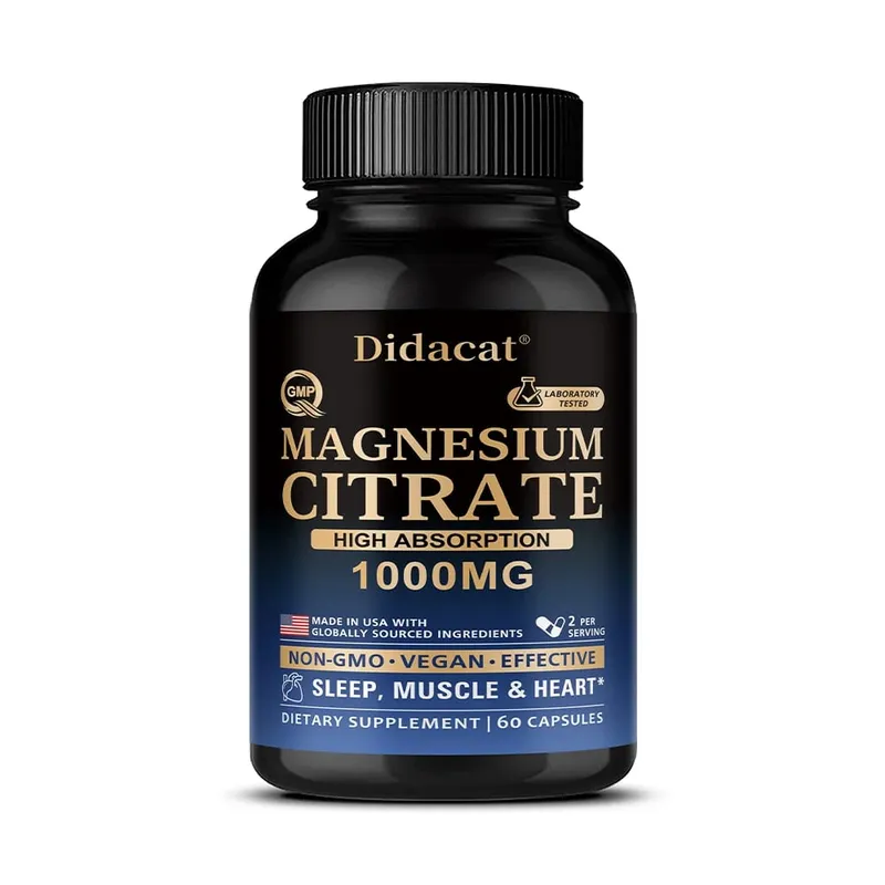 Magnesium Citrate Capsules 1000mg High Absorption Supplement - Sleep Muscle & Heart Support Non-GMO Vegan