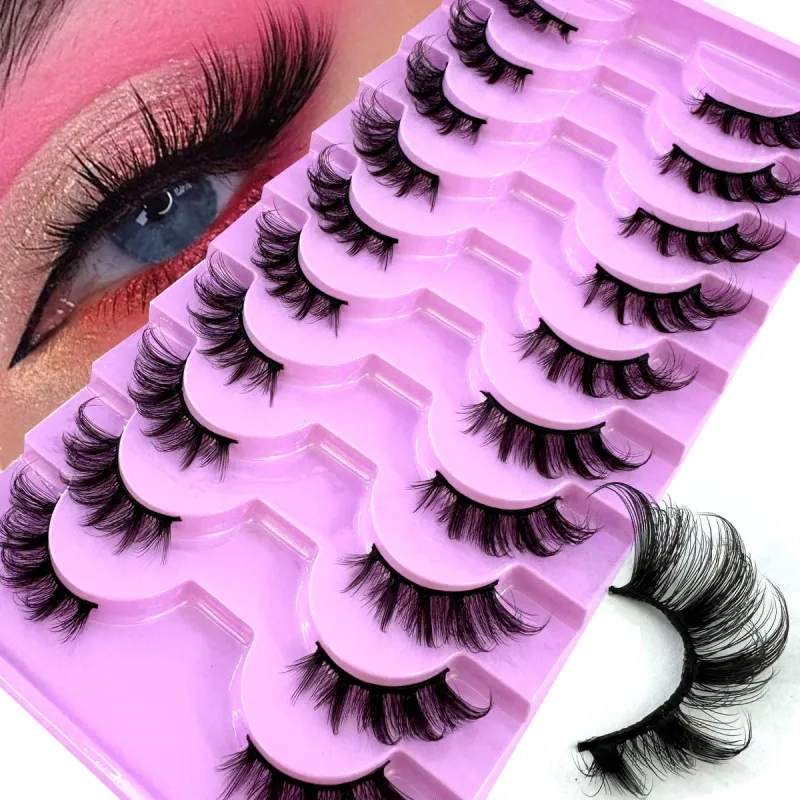 Half Lashes 10 Pairs Half Lashes Soft Natural Cat Eye Lashes Makeup Tool Fake Eyelashes Extension Fluffy Faux Cils
