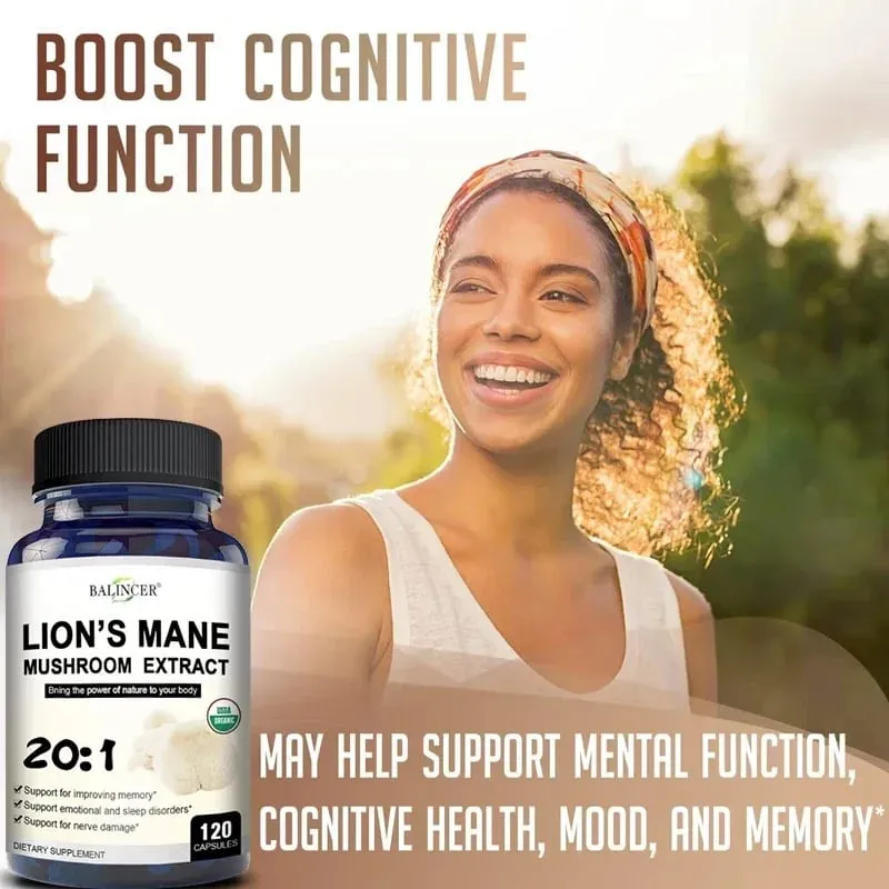 Organic Lion's Mane Capsules - Brain Mushroom Supplement for Focus and Immune Support Brain Health Memory and Energy — image 3