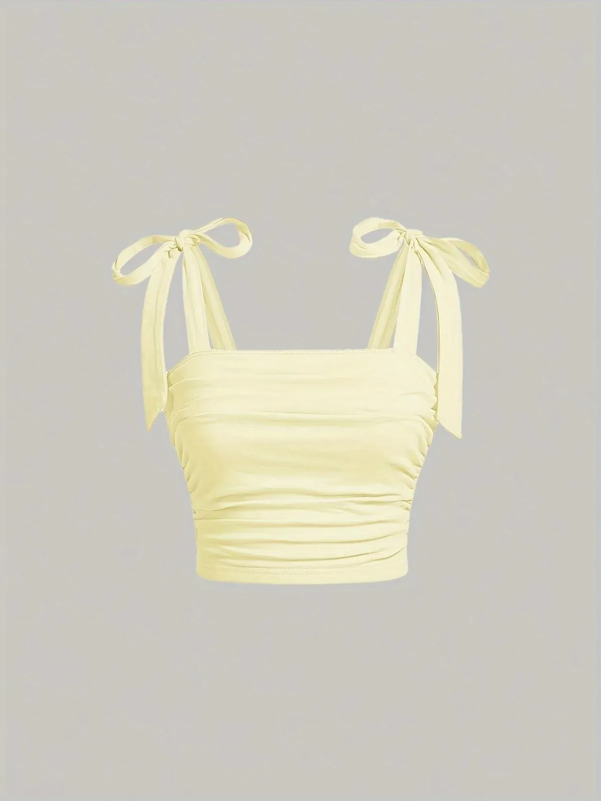 Solid Tie Shoulder Ruched Wide Strap Slim Fit Crop Top for Women Summer 2025 Y2K Clothes Pink Backless Cami Top Streetwear