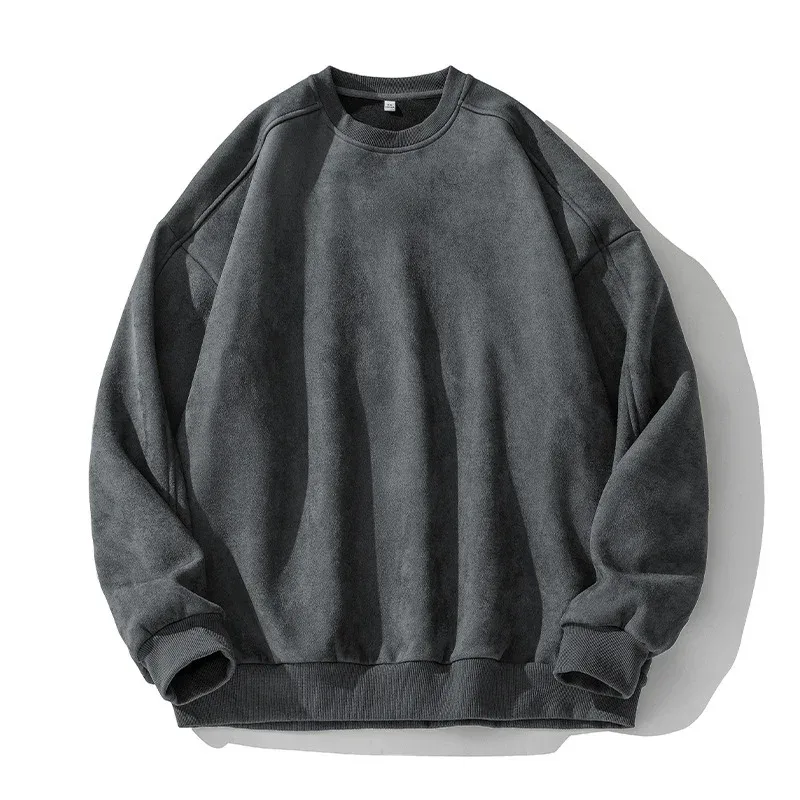 Jenama Ungu Sweatshirt Mans Suede O Leher Musim Gugur Musim Sejuk Longgar Baju Sweatshirt Lelaki Kasual Lengan Panjang 2026 Top Lelaki Baharu — image 9