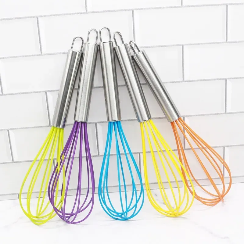 10-inch manual silicone egg beater stainless steel handle egg mixer household egg beater manual milk foamer
