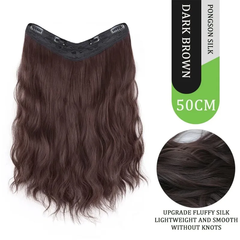 U Part Hair Extensions Synthetic Curly Wave Clips in Hair Extensions One Piece 3/4 Full Head Half Wig Straight Thick Hairpiece — image 13