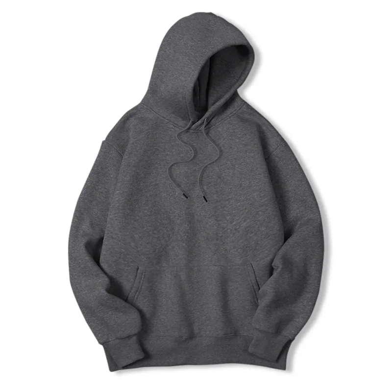 2025 Men's Solid Color Hooded Sweaters Men's Warm Wool Sweater Fashionable Street Clothing Loose Breathable Jersey Brand Hooded