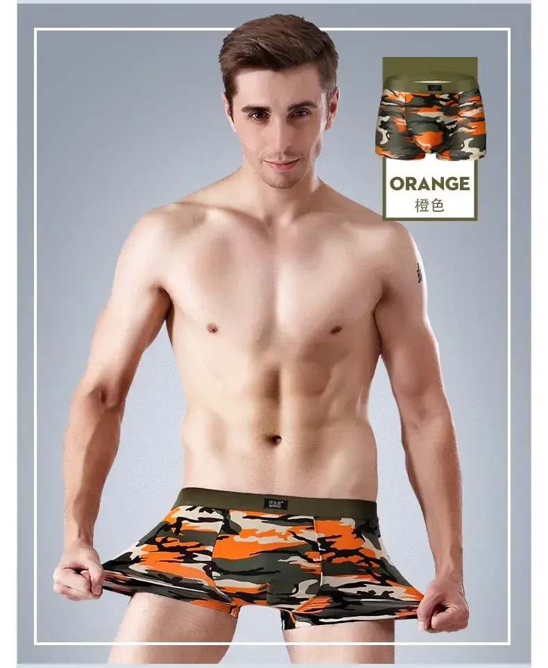 4Pcs/Lot Men's Underwear Camouflage Color Sexy Boxer High-quality Bamboo Fiber Soft Breathable Antibacterial Men's Boxer Shorts