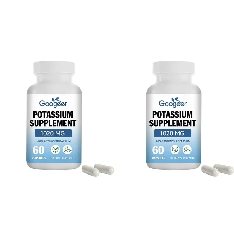 Googeer Potassium Capsules 1020 Mg High Potency Potassium Level Support Mineral Intake Gap Fill Bioavailability 60 Capsules