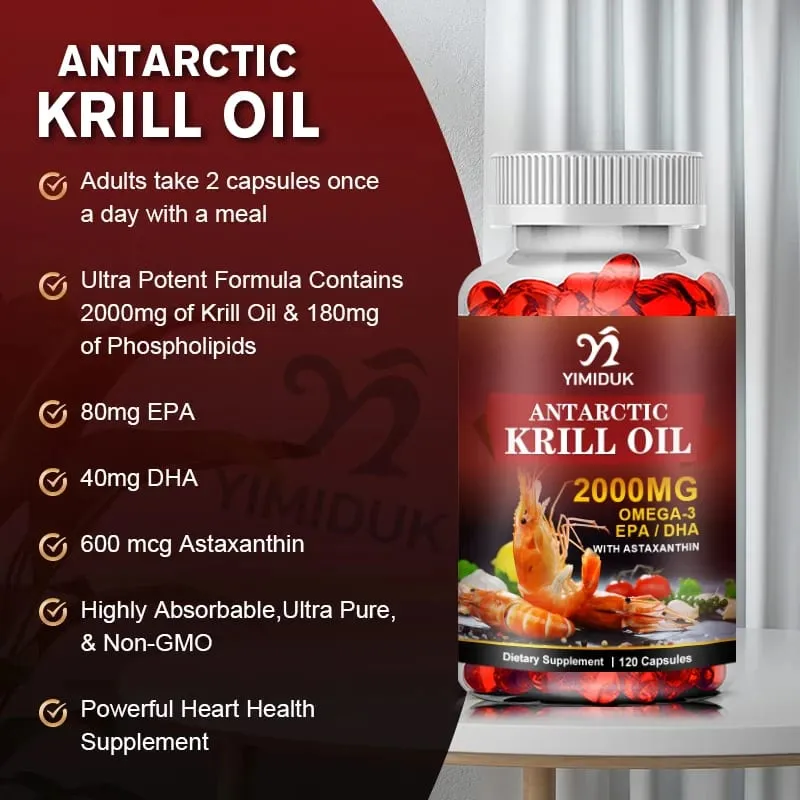 Buy 2 Get 2 Free! Krill Oil 2000mg Capsules Support Heart & Joint Health Brain Eye & Anti-Inflammatory GMP Certified Vegan