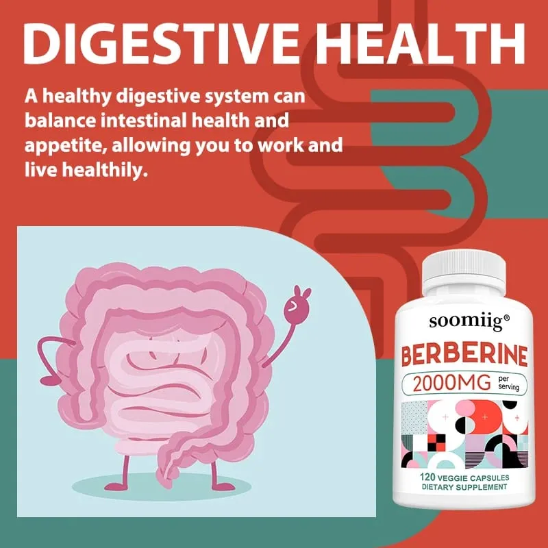 Berberine Extract Supplement - Immune System Support Healthy Gastrointestinal Tract Heart Health - 120 Capsules