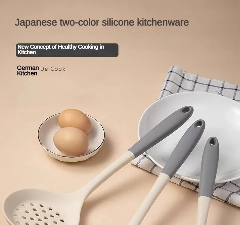 1/2/3/4set Grey white silicone spatula soup spoon set non-stick pan cooking tools kitchen cooking kit