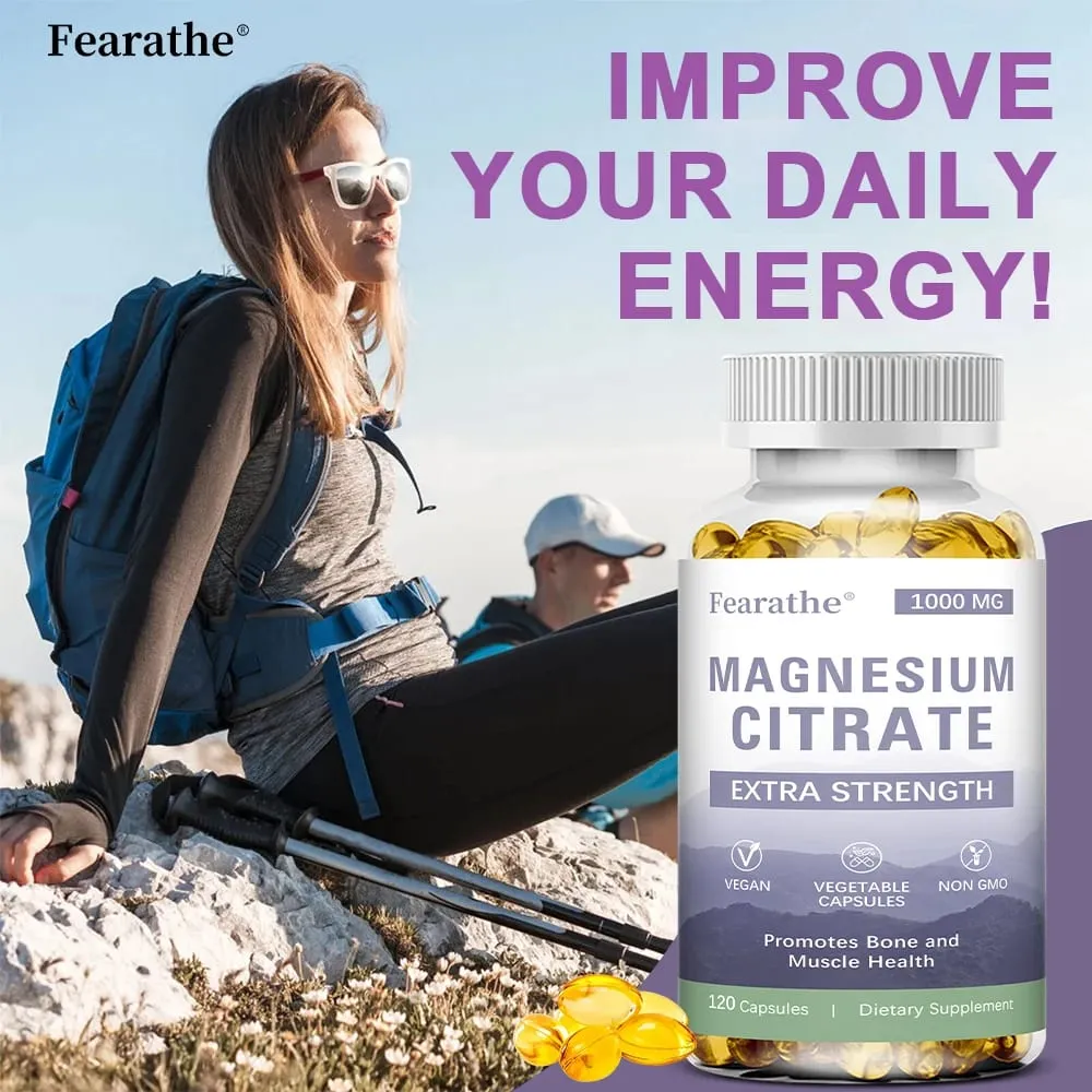 Magnesium Citrate Capsules - Dietary Supplement for Muscle Nerve Bone and Heart Support - Gluten Free Non-GMO - 120 Capsules — image 7