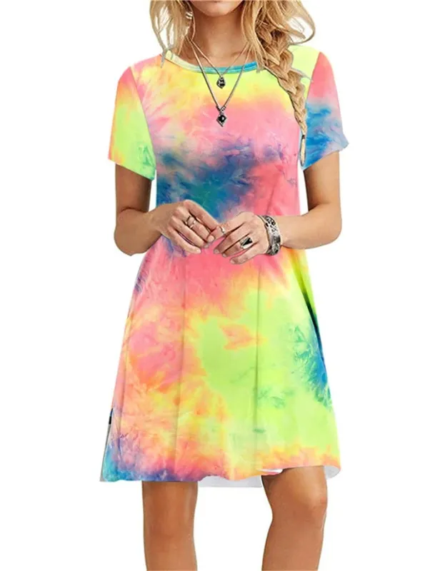Leopard Pattern Women 3D Print Fashion Dresses Short Sleeve Summer Loose Casual Short Dress Streetwear Ladies Mini Dress