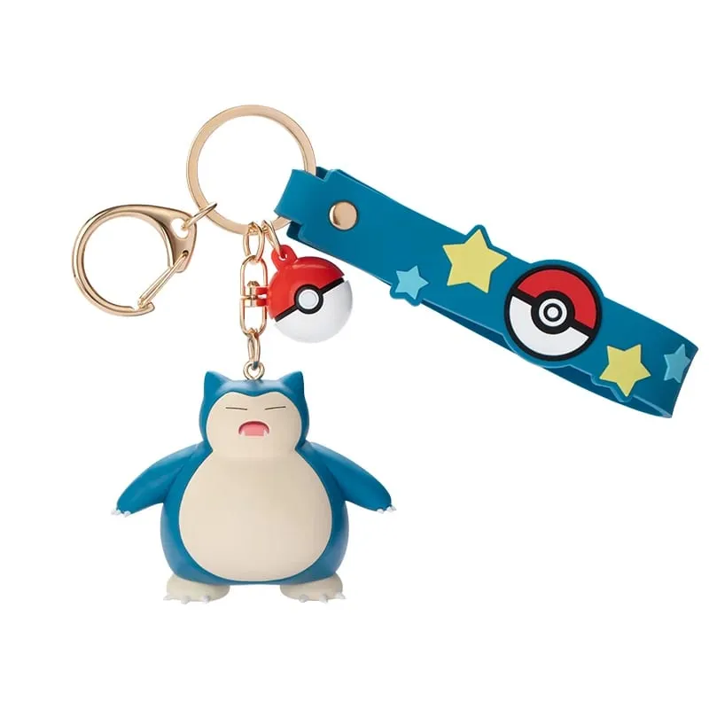 Genuine Pokemon Pikachu Keychain Gengar Morpeko Cubone Snorlax Mimikyu Anime Action Figure Toy Keyring Fragrance Pendant Gift