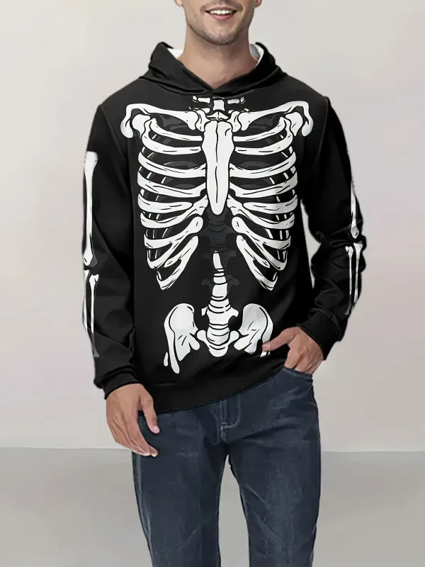 Men's Hooded Hoodies 3D Prints Skeleton Graphic Sweatshirt Drawstring Sportwear Long Sleeve Tops Street Pullover Men's Clothing — image 5