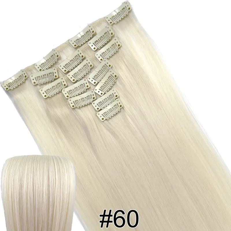 Synthetic Hair Fiber Heat Resistant130gr Straight clip in Hair Extensions 7006