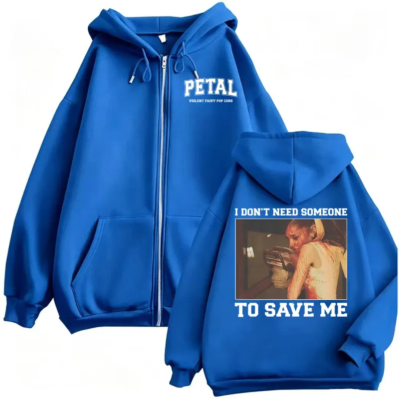 Ariana Grande Petal Core I Don't Need Someone To Save Veste Sweatshirts Manteaux Hommes Femmes Casual Confortable Haute Qualité Zipper Hoodies