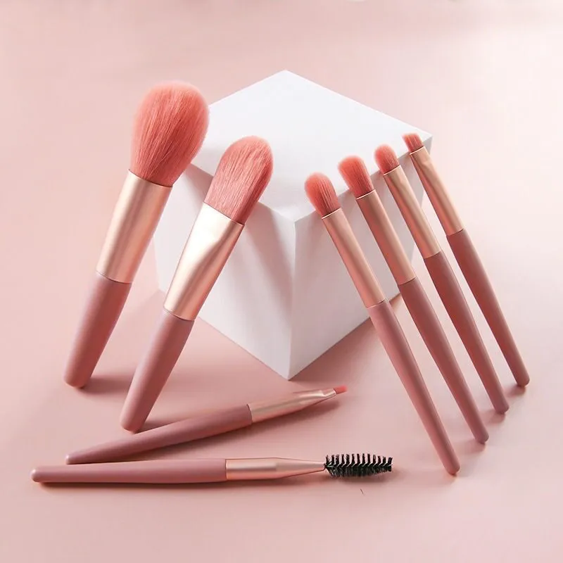 Mini Makeup Børster Sæt Blødt Syntetisk Børste Bærbart Kosmetisk Børstesæt med Opbevaringspose til Blush Eyeshadow Face Makeup