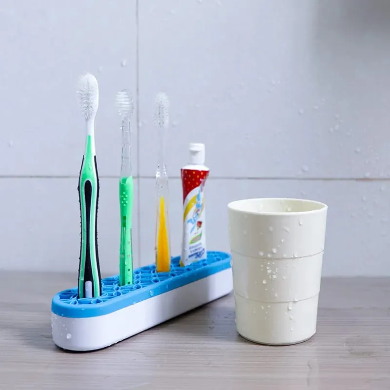 Silicone Makeup Brush Holder Stand Organizer Multifunctional Desktop Storage Rack Hole Design for Brushes Pens Pencils — image 4