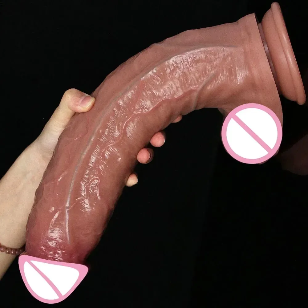 4 storlekar Realistisk Mjuk Stor Dildo Dubbel Silikon Sugkopp Penis Par Onani Enorm kuk Kvinna Man Anal Vuxen Sexleksak