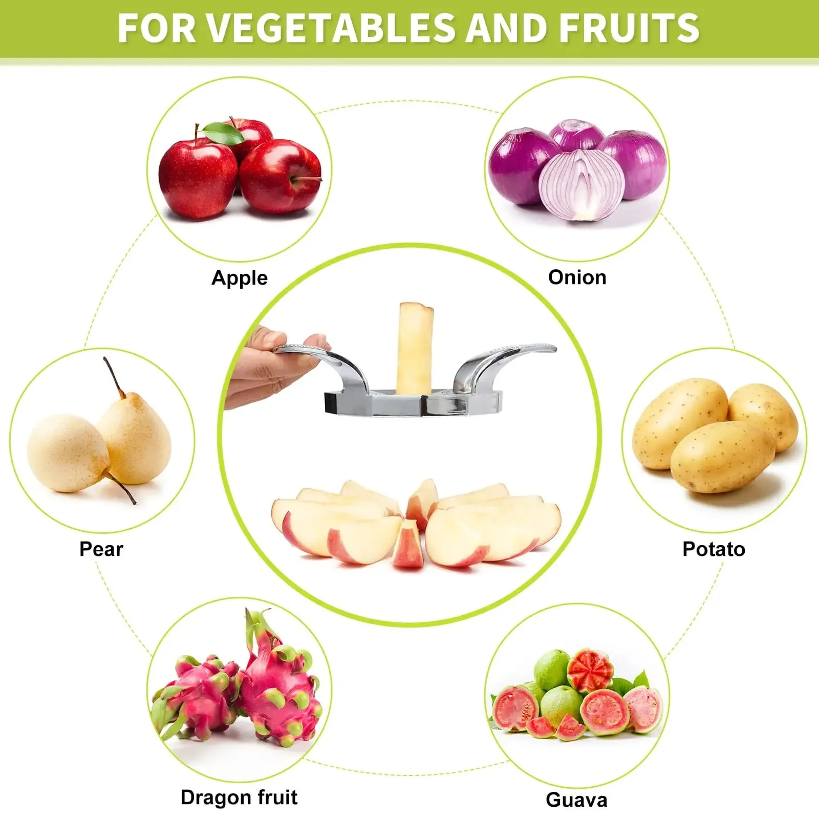 Fruit Cutter 12-Blade Extra Large Apple Corer Easy to Use Time-Saving Heavy Duty Stainless Steel Apple Slicer And Divider