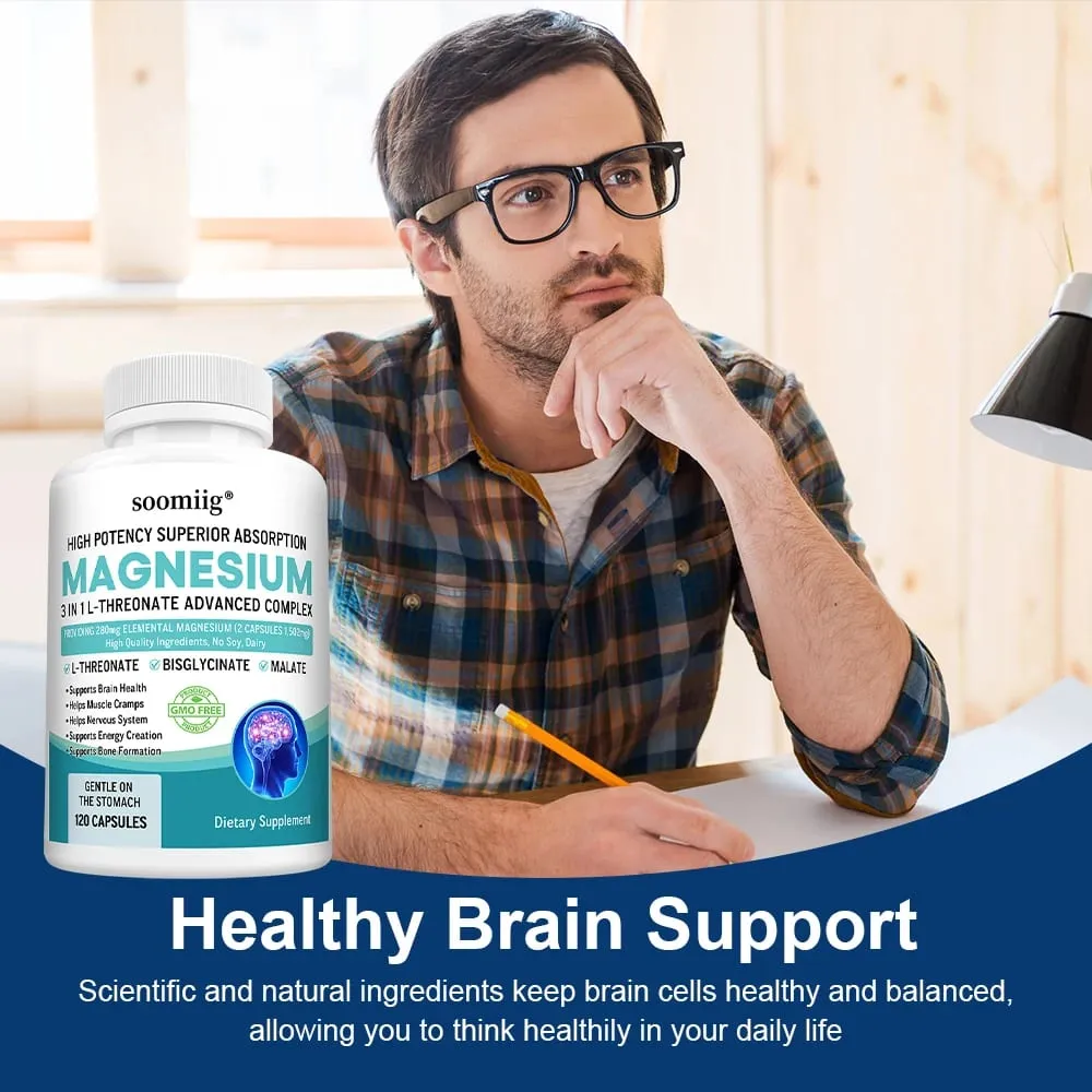 Magnesium L-Threonate+Glycinate+Malate - Improves Sleep Quality Supports Memory and Cognitive Function Promote Brain Health