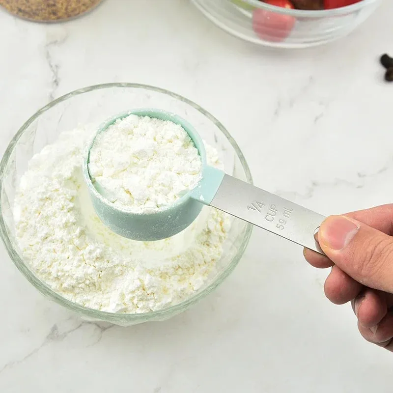 4/8PCS/Set Plastic Multi Purpose Measuring Cup Measuring Spoon Stainless Steel Handle With Graduated Measuring Baking Tools