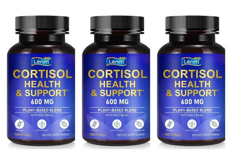 Lenm Cortisol สนับสนุนสุขภาพแคปซูล Ashwagandha Rhodiola Holy Basil L-Theanine สำหรับความเครียด Balance & ผ่อนคลายผู้ใหญ่ 90 นับ