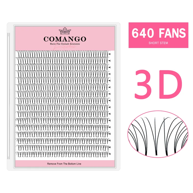 CoMango Wispy Premade Volume Fans 3-10D Individual Lashes Extension Short Stem 320 Fans Faux Mink Pre Made Russian Lashes