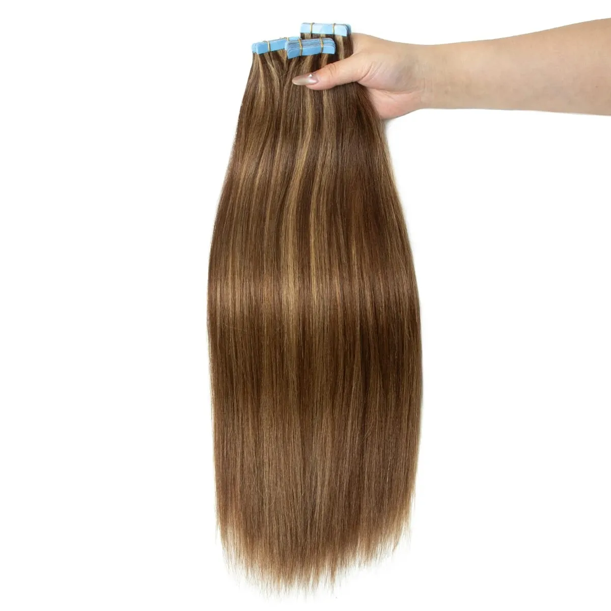 Light Yaki Straight Tape In Hair Extensions Human Hair Remy Tape Ins 12-24” 20pcs/Pack Yaki P4-27 Tape On Hair Bundles