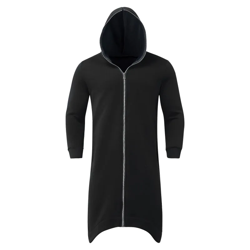 Men's Oversized Hoodies Outerwear Harajuku Fashion Dark Full Body Zip Up Hooded Sweatshirt Fashion Long Hooded Pullovers худи