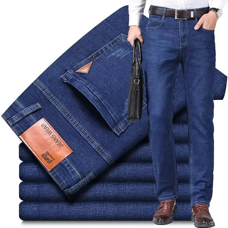 Men's Casual Straight Stretch Jeans 2026 Spring Autumn New Classic Blue Black Work Denim Trousers Fashion Male Brand Clothing — image 7