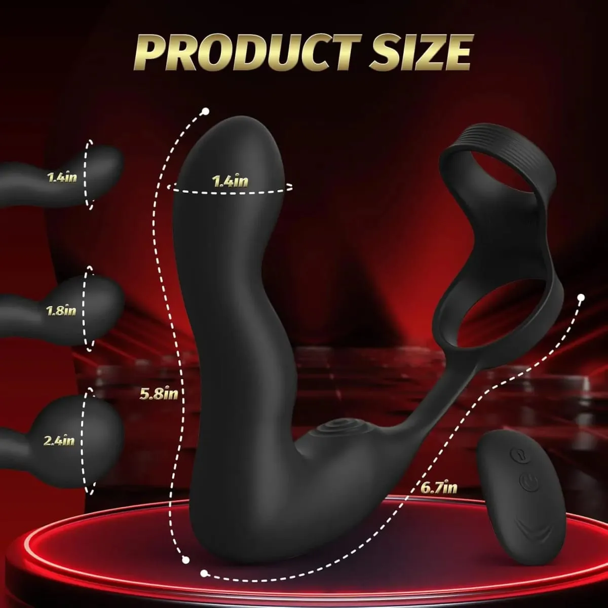 Anal Butt Plug Vibrator with Cock Ring Delay Ejaculation Prostate Massager Remote Control Adult Sex Toys for Men Couples Rings