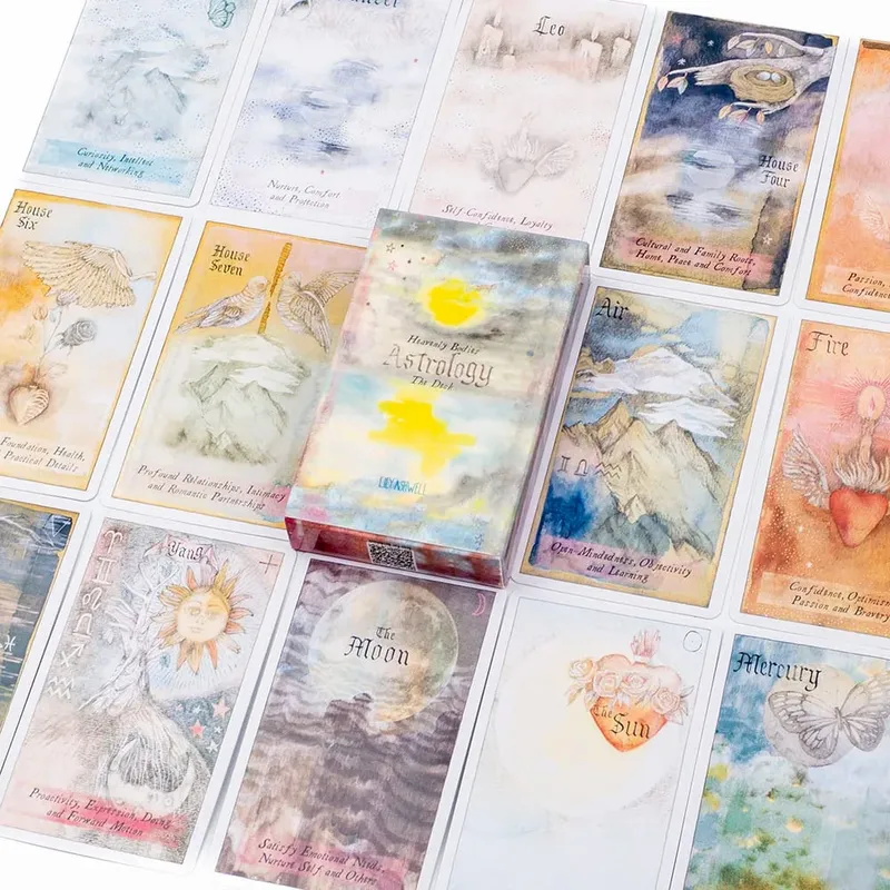 Heavenly Bodies 51Pcs Astrology Oracle Cards Deck para sa Fate Divination at Fortune Telling 10.4x6.1cm Board Game para sa Party Fun