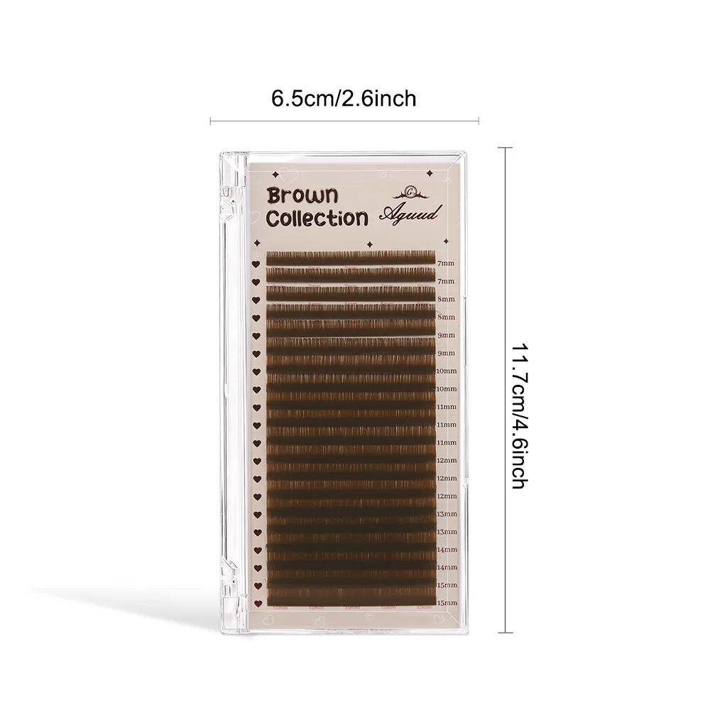 Pro 20 Rows Brown Collection Individual Eyelash Extension Russian Volume Lashes MIX7-15 Soft Mink Brown Eyelashes Makeup
