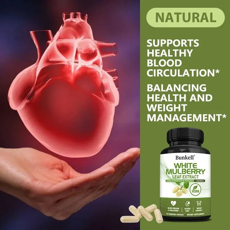 White Mulberry Leaf Extract 1000mg - 120 Capsules White Mulberry Leaf Non-GMO Gluten-Free Supplement High Strength & Potency
